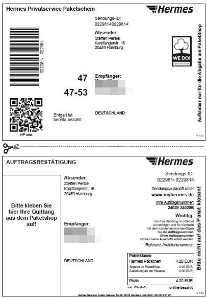 hermes paketshop adressieren